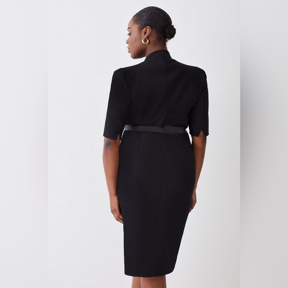 Karen Millen Plus Size Structured Crepe Lace Up Forever Midi Dress Size - Picture 6 of 8